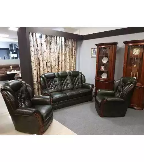 Komplet Brendy  wypoczynkowe meble skórzane sofa i dwa fotele