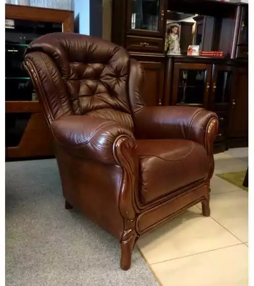 Komplet klasycznych mebli skórzanych Kevin Sofa i 2 fotele