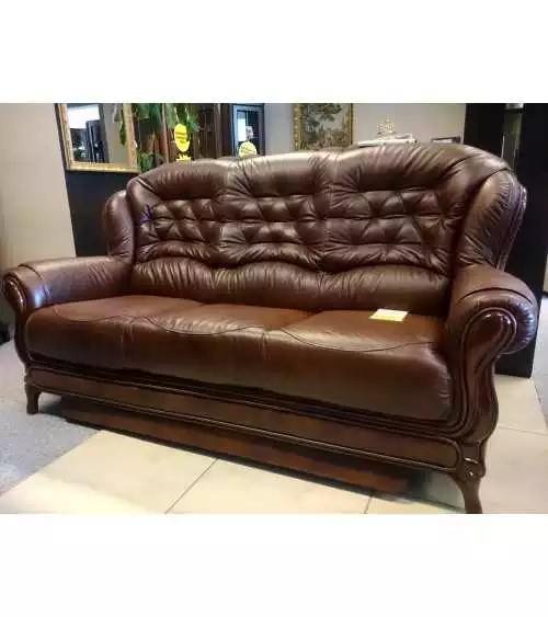 Komplet klasycznych mebli skórzanych Kevin Sofa i 2 fotele
