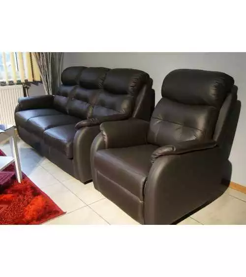 Komplet mebli skórzanych Paris Sofa 3R + 2 fotele Funkcja RELAX
