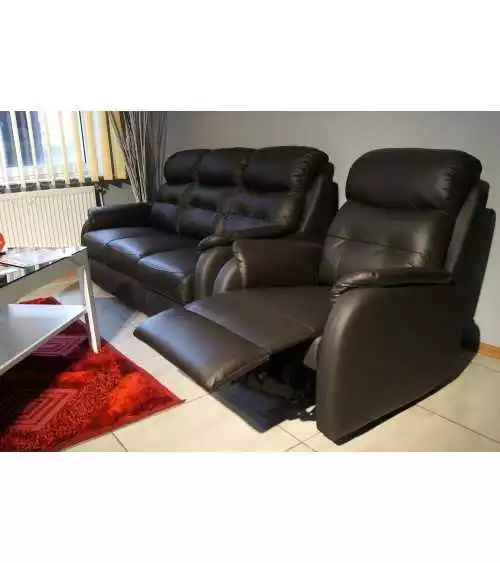 Komplet mebli skórzanych Paris Sofa 3R + 2 fotele Funkcja RELAX