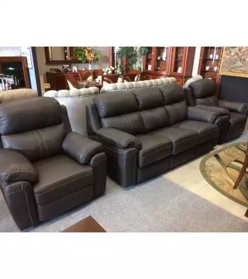 Komplet mebli skórzanych Mustang - Sofa i 2 fotele - Funkcja Relax
