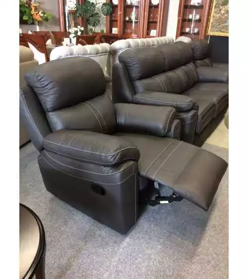 Komplet mebli skórzanych Mustang - Sofa i 2 fotele - Funkcja Relax