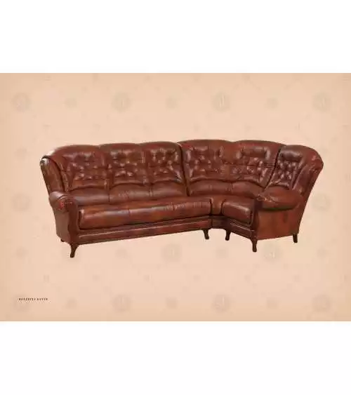 Komplet klasycznych mebli skórzanych Kevin Sofa i 2 fotele