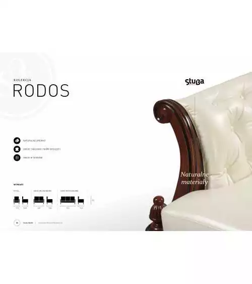 Komplet klasycznych mebli skórzanych Rodos Sofa i 2 fotele