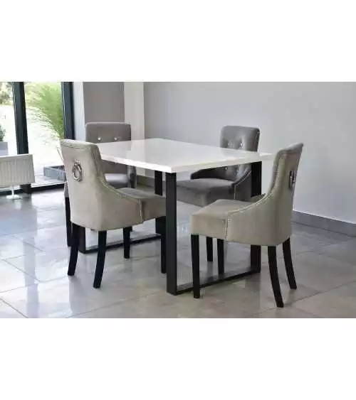 Zestaw stół laminat prostokąt Venus i 4 krzesła podstawowe Caren - Komplet nr 49