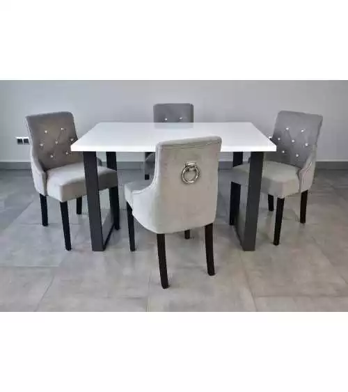 Zestaw stół laminat prostokąt Venus i 4 krzesła podstawowe Caren - Komplet nr 49