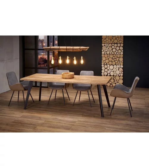 Stół drewniany blat z metalowymi nogami