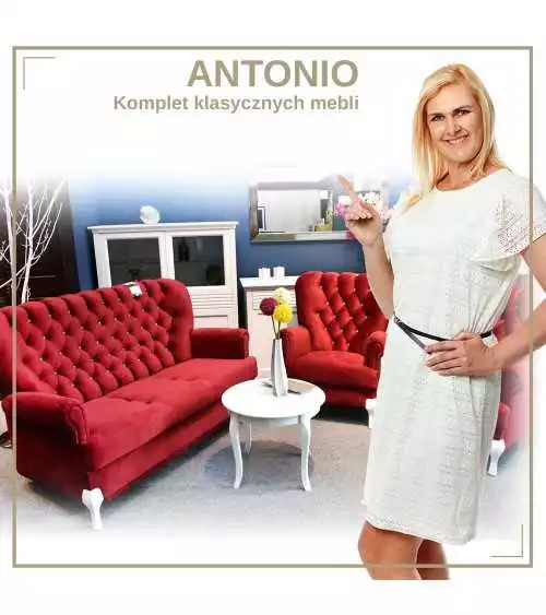 Komplet klasycznych mebli Antonio Sofa III i dwa fotele