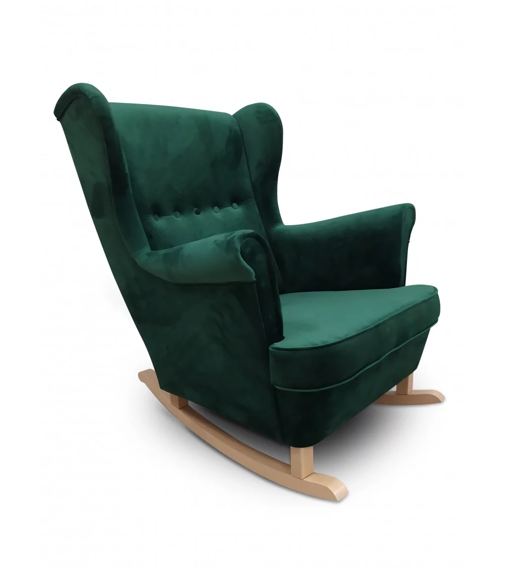 Fotel zielony uszak na płozach