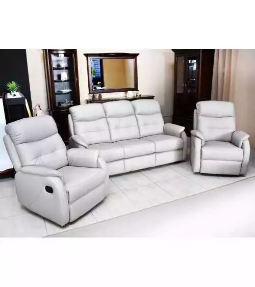 Komplet mebli skórzanych Paris Sofa 3R + 2 fotele Funkcja RELAX