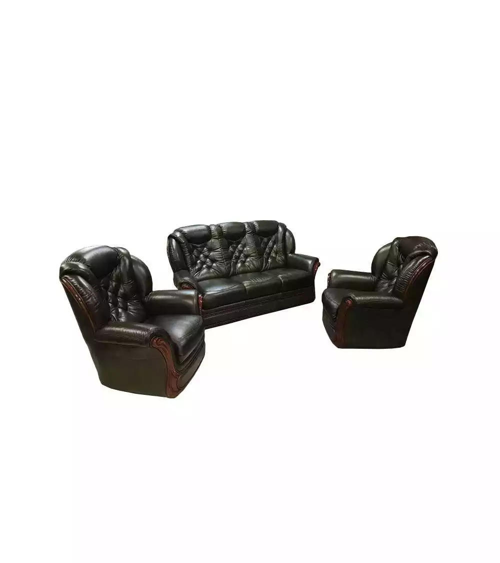 Komplet Brendy  wypoczynkowe meble skórzane sofa i dwa fotele