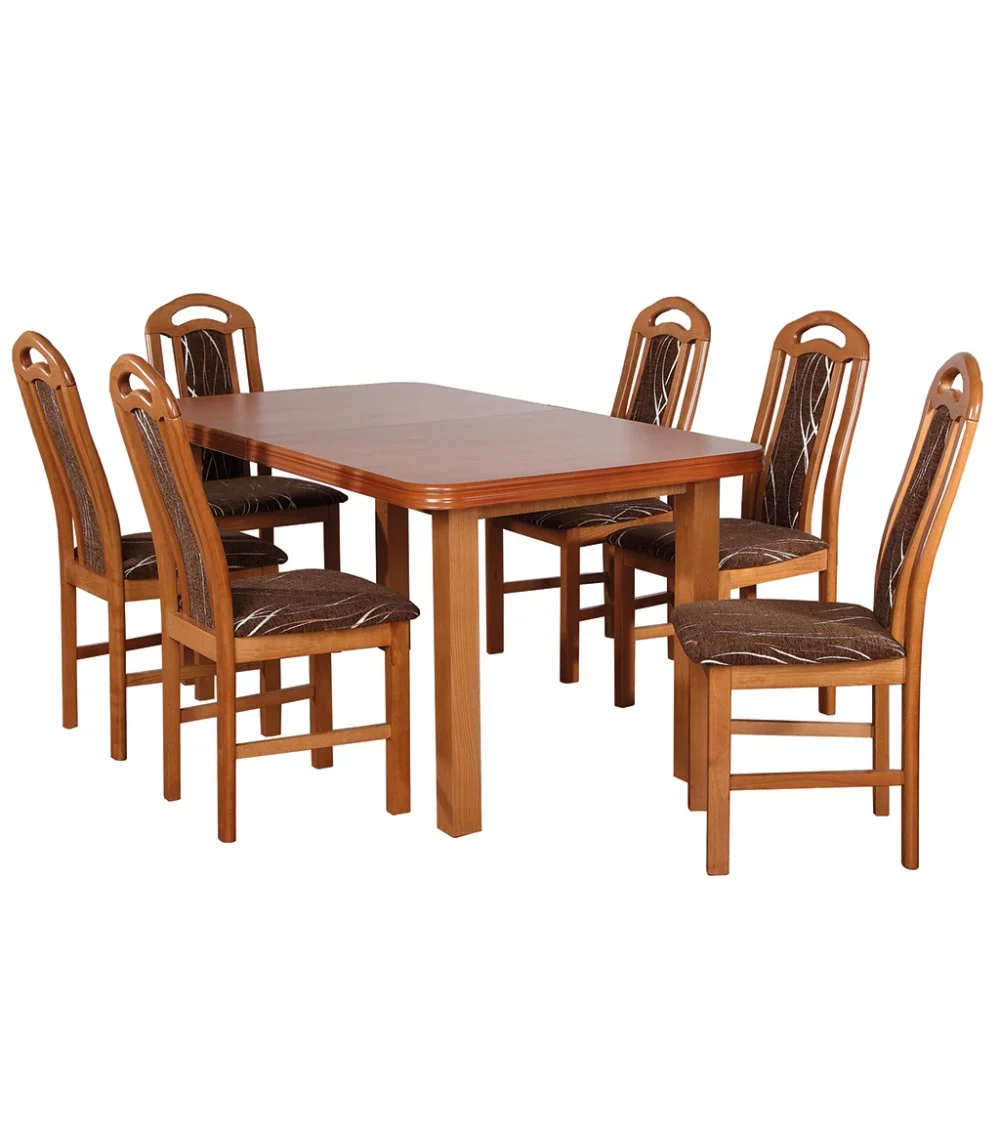 Zestaw stół Fornir zaowalony i 6 krzeseł W3 - Komplet nr 15