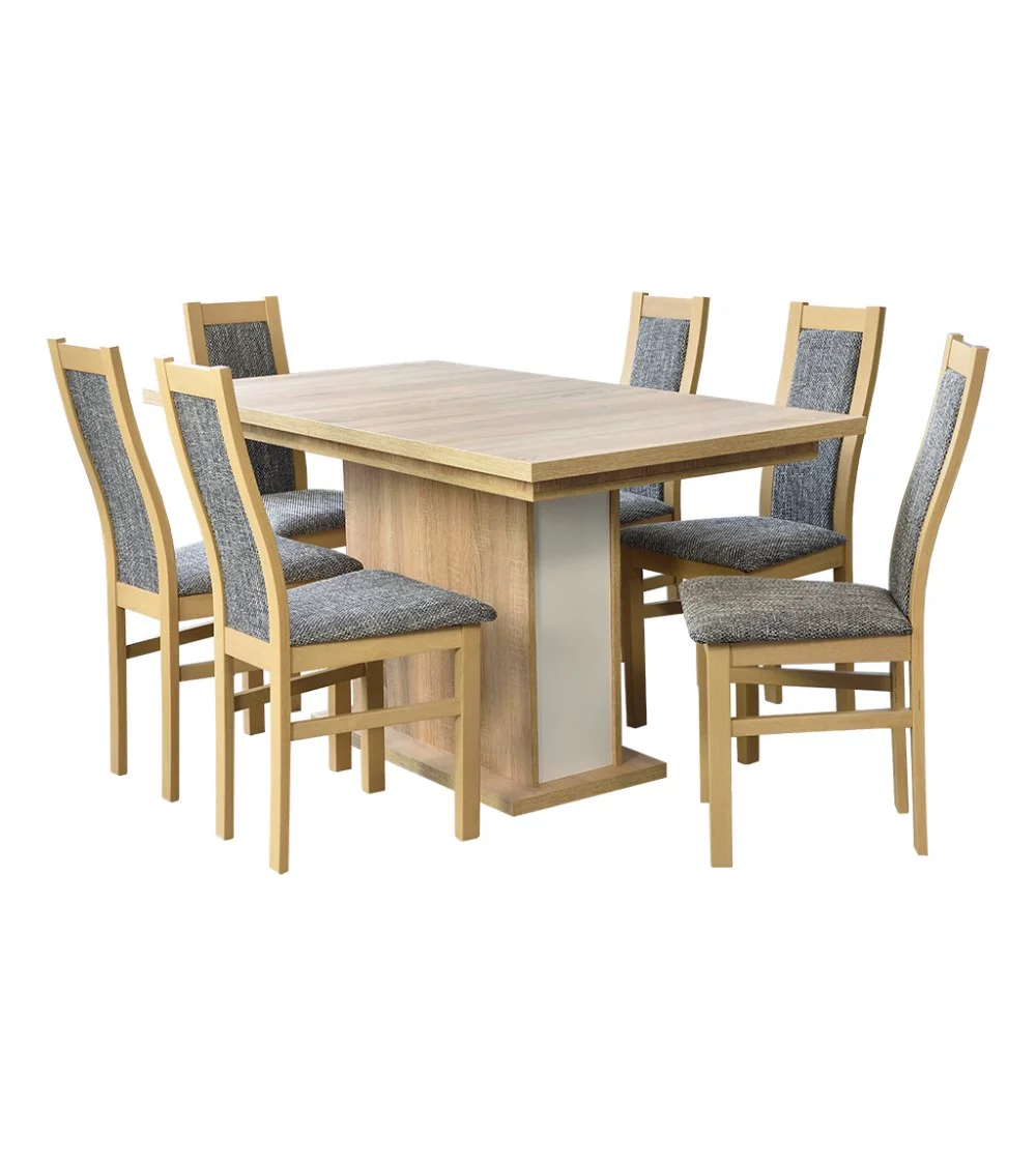 Zestaw stół laminat prostokąt Rubin i 6 krzeseł Aga  - Komplet nr 50