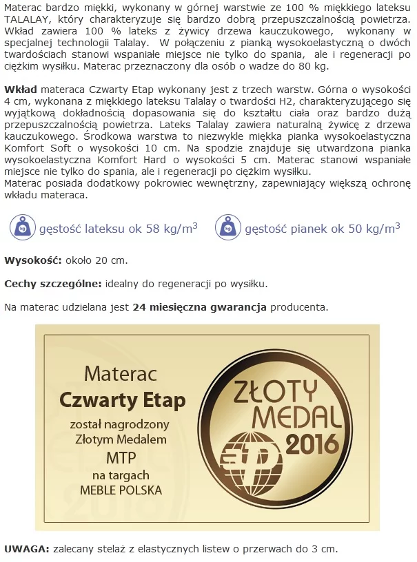 Materac Czwarty Etap