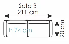 rozmiar sofki sisto 3 osobowa